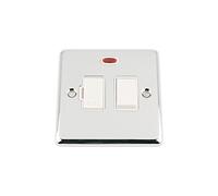 Fused Switch with Neon - Polished Chrome - Classic - White Insert Plastic Switch - 13 Amp Switched Fused Spur Unit