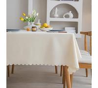 Fusehngre 55"x 78" Waterproof Rectangle Tablecloth Oil Spill Proof Wrinkle Resistant Table Cover Cotton 6-8 Seats Table Cloth for Dining, Kitchen, 140 x 200 cm Ivory