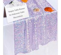 FuSenYuan Purple Sequin Table Runner 10Ft 2Packs Iridescent Table Runner 120" x 17" for Wedding Baby Shower Birthday Decorations