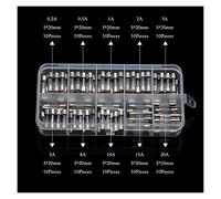fuses 72/100PCS/Set Quick Blow Glass Tube Fuse Assorted Kit 5x20mm/6x30mm Fast-Blow Glass Fuses 0.2-30 AMP fuses Protected circuits (Color : A)