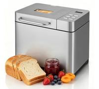 Fushabana Bread Maker 2lb Quiet 40dB, 17 Programmes, Gluten Free Sourdough | 3 crust settings, 15-hour delay timer, 2lb/907g non-stick pan, auto dispenser, stainless steel housing
