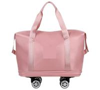 FUSHENGLI Rolling Duffle Bag With Wheels Universal Wheel Expandable Luggage Large Capacity Dry And Wet Separation Storage Travel Fitness Bag Lightweight Luggage For Travel(Pink)