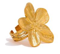 FUSHENGTER Rings Ring Women Finger Men Gift Flower Big Open Ring For Women Trendy Fashion Party 7 Yh2216A