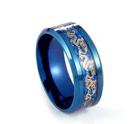 FUSHENGTER Rings Women Ring Men Gift 8Mm Men Rings Dragon Pattern Rings For Men Party Gift Accessories 11 Blue