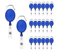 Fushing 20Pcs Carabiner Badge Reels, Retractable ID Card Reels, Retractable ID Badge Holder with Belt Clip for Keys,ID Cards (Blue)