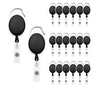Fushing 20Pcs Carabiner Badge Reels, Retractable ID Card Reels, Retractable ID Badge Holder with Belt Clip for Keys,ID Cards (Black)