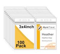 Fushing Pack of 100 Clear Plastic Vertical Badge Holders, Name Tag Holders, Card Holders(L)