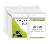 Fushing Pack of 100 Clear Plastic Vertical Badge Holders, Name Tag Holders, Card Holders(Small)
