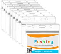 Fushing Pack of 50 Clear Plastic Horizontal Badge Holders, Name Tag Holders, Card Holders