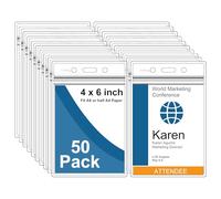 Fushing Pack of 50 Clear Plastic Vertical Badge Holders, Name Tag Holders, Card Holders (XXL)
