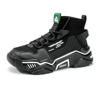 Fushiton Mens High Top Trainers Fashion Platform Shoes Lightweight Breathable Gym Sneakers Comfortable Sports Footwear Casual, Black BK, 9.5UK