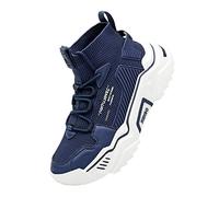 Fushiton Mens High Top Trainers Fashion Platform Shoes Lightweight Breathable Gym Sneakers Comfortable Sports Footwear Casual, Darkblue DBU, 8UK