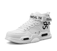 Fushiton Mens High Top Trainers Fashion Sneakers for Men Freestyle Hi-Top Walking Jogging Athletic Fitness Outdoor Shoes White