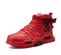 Fushiton Mens High Top Trainers Fashion Sneakers for Men Freestyle Hi-Top Walking Jogging Athletic Fitness Outdoor Shoes Red