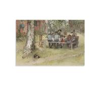 FUSHOU Breakfast Under The Big Birch Carl Larsson Painter Poster Art Poster Canvas Painting Decor Wall Print Photo Home Modern Decorative Posters 12x18inch(30x45cm)