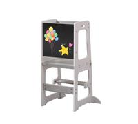 FUSIDE Baby Step Stool Toddler Learning Tower with Chalkboard Nursery Standing Kitchen Helper for Sink and Counter,white and Grey