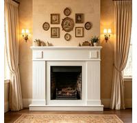 Fuside Fireplace Surround Freestanding Fireplace Cover Frame for Electric Fireplace, Wooden Fireplace Mantel Shelf Decorative Frame for Living Room Hallway,White/Grey (White)