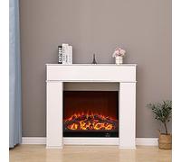 FUSIDE Fireplace Surround Wooden Storage Freestanding Fireplace Cover,3 Hidden Storage Shelf,White Painted,107x18x100cm(Without Fire)(WxDxH)