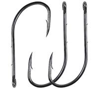 FUSIGO Barbed Baitholder Fishing Hooks Kit, 110PCS Beak Offset Jig Fish Hook Set Long Shank with 2 Barbs Black High Carbon Steel for Freshwater Saltwater (4#)