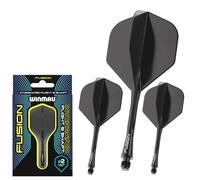 WINMAU Darts Fusion Integrated Flight & Shaft System - No.2 Shape & Design - Black Colour, Medium Length