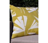 Fusion - Teal & Ochre Outdoor Cushion (43 x 43cm) - Weatherproof Cushion with Filling Included - Reversible Design - Teal Blue & Yellow Floral - Garden Cushions with Covers Included/Cushion Inserts