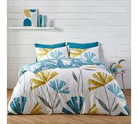 Fusion - Alma - Reversible Duvet Cover Set - Single Bed Size in Teal