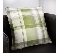 'Balmoral Tartan' Warm Woven Check 100% Cotton Filled Cushion Fusion Green 43cm x 43cm