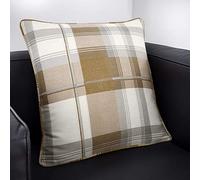 Fusion - Balmoral Check - 100 Percent Cotton Filled Cushion, Natural, 43 x 43 cm