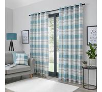 Fusion Balmoral Check Country Checked Pattern Pair Of Duck Egg Eyelet Curtains