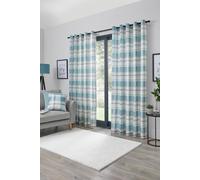 Fusion 'Balmoral Check' Country Checked Pattern Pair of Eyelet Curtains in Duck Egg Blue | Size: 168 cm width x 137 cm drop Fusion Duck Egg Blue 168 cm width x 137 cm drop