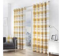 Fusion Balmoral Check Country Checked Pattern Pair Of Mustard Eyelet Curtains
