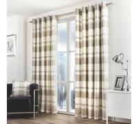 Fusion Balmoral Check Country Checked Pattern Pair Of Natural Eyelet Curtains
