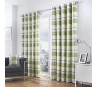Fusion Balmoral Check Eyelet Curtains - Green - 168x183cm