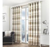 Fusion Balmoral Check Eyelet Curtains - Natural - 117x137cm