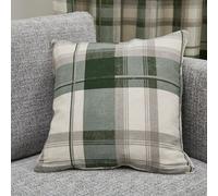 Fusion Balmoral Tartan Warm Woven Check 100% Cotton Bottle Green Filled Cushion