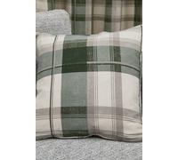 Fusion 'Balmoral Tartan' Warm Woven Check 100% Cotton Filled Cushion in Bottle Green | Size: 43 cm x 43 cm Fusion Bottle Green 43 cm x 43 cm