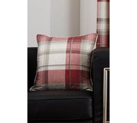 Fusion 'Balmoral Tartan' Warm Woven Check 100% Cotton Filled Cushion in Scarlet | Size: 43 cm x 43 cm Fusion Scarlet 43 cm x 43 cm