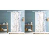 Fusion Beach Huts 55" Width x 90" Drop (140 x 228 cm), Blue (Pack of 2)