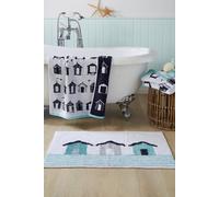 Fusion 'Beach Huts' Anti-Slip Bath Mat in Blue Fusion Blue