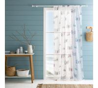 Fusion Beach Huts Coastal Themed Blue Voile Panel