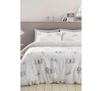 Fusion 'Beach Huts' Summer Seaside Print Duvet Cover Set in Natural | Size: King Fusion Natural King