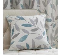 'Beechwood' Classic Leaf Trail Print 100% Cotton Filled Cushion Fusion Duck Egg Blue 43cm x 43cm