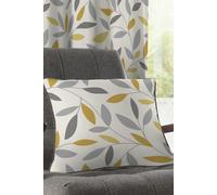 'Beechwood' Classic Leaf Trail Print 100% Cotton Filled Cushion Fusion Mustard 43cm x 43cm