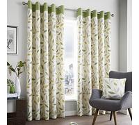 Fusion Beechwood Green Eyelet Curtains Green