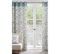 Fusion 'Beechwood' Leaf Trail Pair of 100% Cotton Eyelet Curtains in Duck Egg Blue | Size: 229 cm width x 183 cm drop Fusion Duck Egg Blue 229 cm width x 183 cm drop