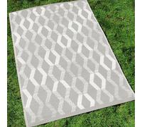 Fusion Beige Cream (120 x 170cm) Picnic Natural Taupe Beach Blanket-Geometric Outdoor Mat Patio/Balcony-Camping Garden Rug-Rico Collection, 100% Polypropylene,