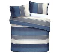 Fusion - Betley - Classic Wide Stripe Duvet Cover Set - Blue - Super King Bed Size
