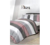 Fusion 'Betley' Classic Wide Stripe Duvet Cover Set in Rose | Size: Double Fusion Rose Double