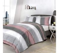 Fusion Betley Stripe Reversible Duvet Cover Set, Blush, Super King