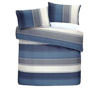 Fusion Betley Wide Stripe Duvet Cover Set Double 200 x 200cm - Blue Polycotton Easy Care Bedding with Nautical Stripe Design, Includes 2 Pillowcases